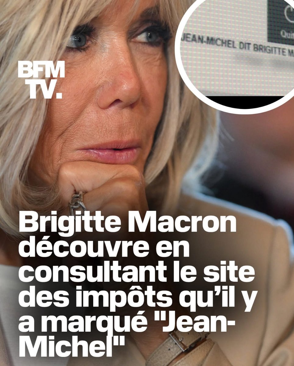 LeDirectInfo's tweet image. 🇫🇷ALERTE

- Stupeur à l’Élysée, Brigitte Macron découvre en consultant le site des impôts qu’il y’a marqué Jean-Michel ( BFM TV )

#Macron