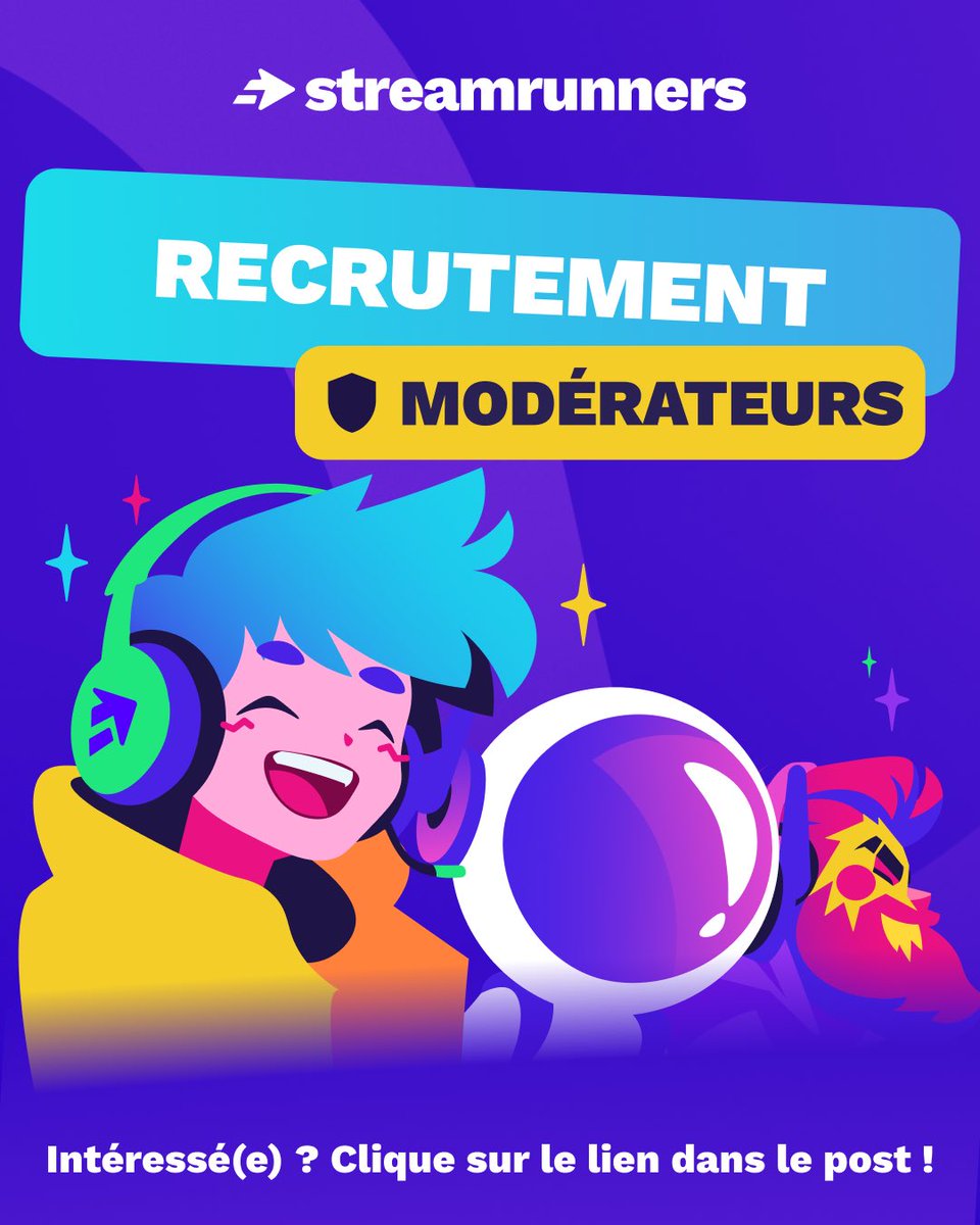 Bonjour à tous 👋 

Nous recrutons des modérateurs bénévoles pour StreamRunners ! 
Pour postuler c'est ici ➡️ forms.gle/FGT7sVvpA314w2…