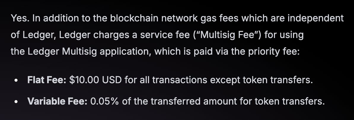 Beyond the hardware cost, Ledger will also charge a chunky tx fee for their new multisig service: multisig.ledger.com.

I'd still prefer a flat-fee subscription, but monetizing this way IMO beats taking big cuts on swaps, staking, or yield 👍