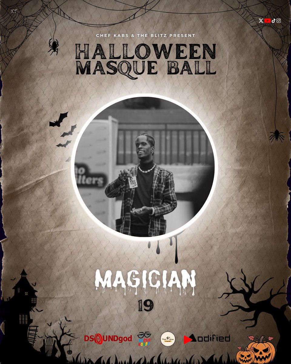 Prepare to be spellbound! 
At this year’s Halloween Masque Ball, mystery meets magic as 19 the Magician takes the stage.

Date: Thursday, October 30
Time: 6 PM

Tickets: tix.africa/theblitzhallow…
🚫 No mask, no entry.

#halloween2025 #masqueradeball #magician #ibadan