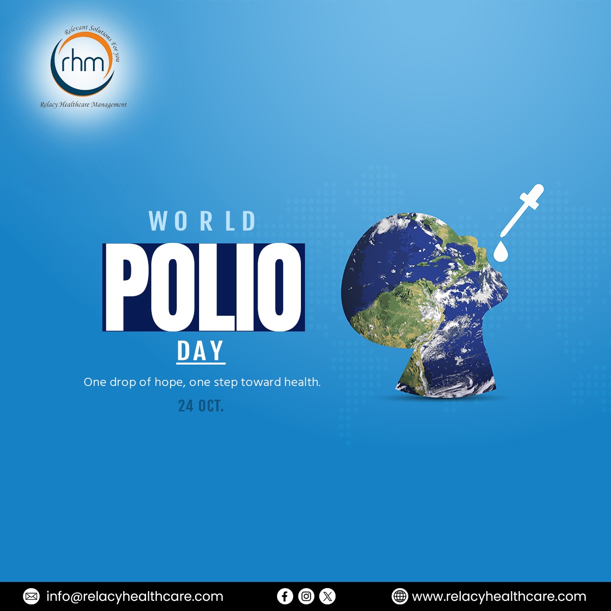 RHMConsultancy's tweet photo. World Polio Day 💧🌍
One drop of hope, one step toward a healthier world.
#WorldPolioDay #EndPolio #OneDropAtATime #HealthForAll #Relacy #RelacyHealthcareManagement #RHM https://t.co/e4uDmXoH46