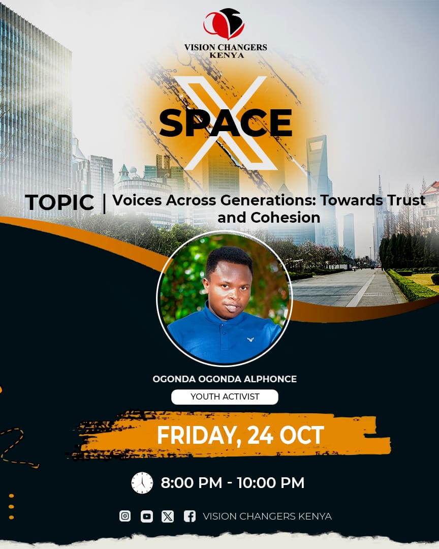 VOICES ACROSS GENERATIONS – Towards Trust and Cohesion 

Join us this Friday, 24th Oct | 8:00 PM – 10:00 PM (EAT) for an inspiring X talk.

Don’t just hear the voices, be part of the conversation!
#VoicesAcrossGenerations #UnitedBySports