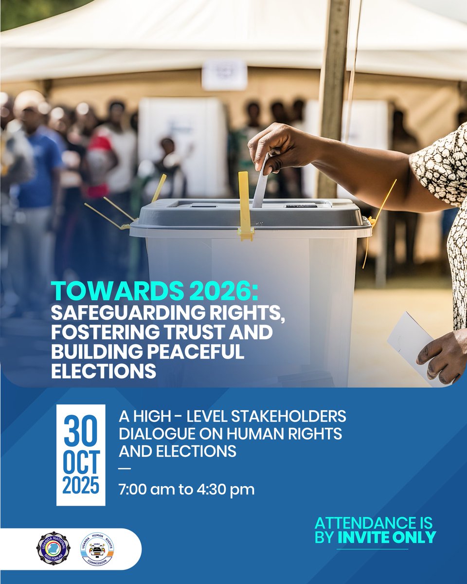 As Uganda prepares for 2026, the focus turns to human rights, trust &amp; peace.

The High-Level Dialogue on Human Rights &amp; Elections will unpack how we can safeguard civic space &amp; fair participation. Follow for updates. 

#Towards2026
