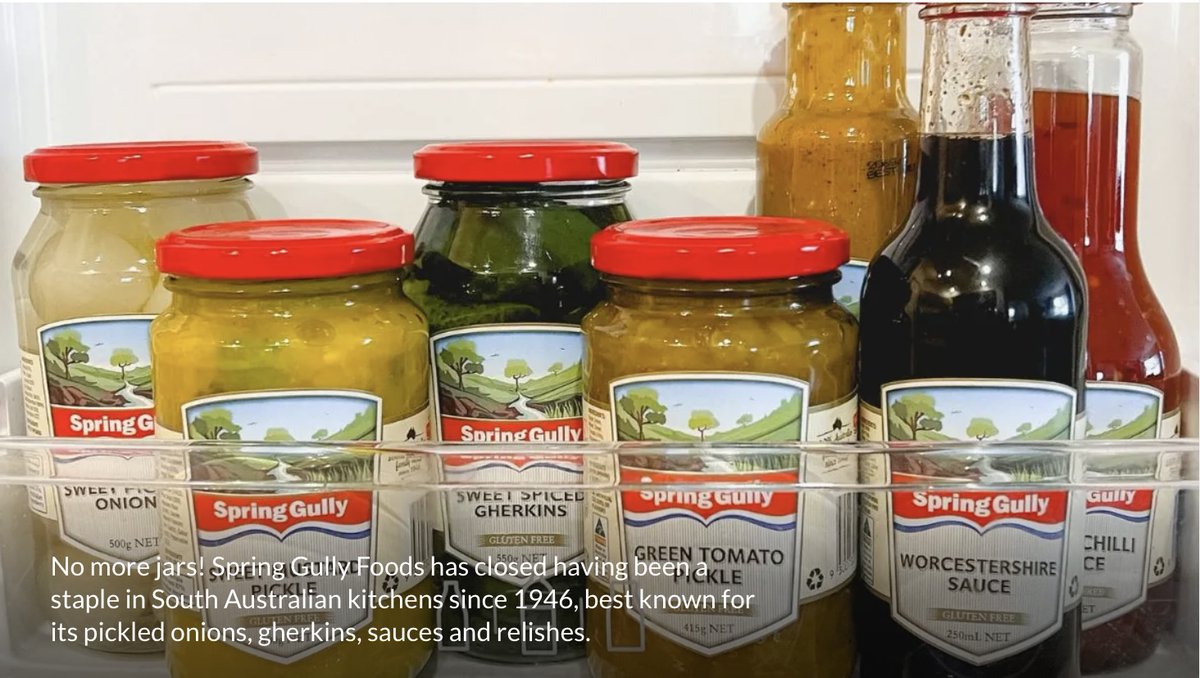 Matkins2021's tweet image. One of South Australia’s most recognised household names, Spring Gully Foods, has officially shut its doors after nearly eight decades in operation.

The family-owned business, based in Dry Creek, ceased trading this week and has entered voluntary administration, marking the end…