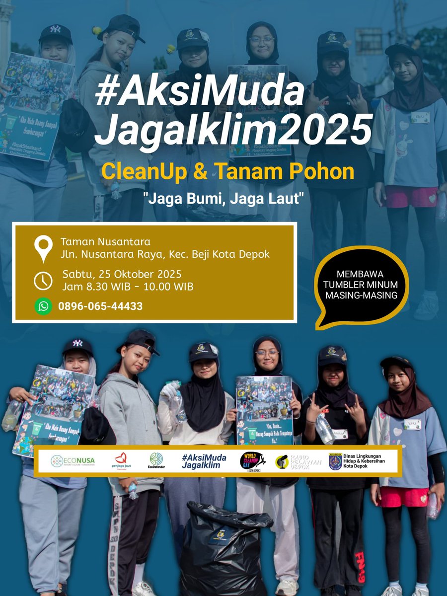 TANAM HARAPAN, ANGKAT SAMPAH, JAGA IKLIM

Aksi Muda Jaga Iklim (AMJI) 2025 merupakan gerak kolaboratif pemuda Indonesia untuk menekan laju perubahan iklim melalui aksi nyata penanaman pohon, pembersihan sungai dan laut, edukasi serta kampanye kreatif lingkungan lainnya