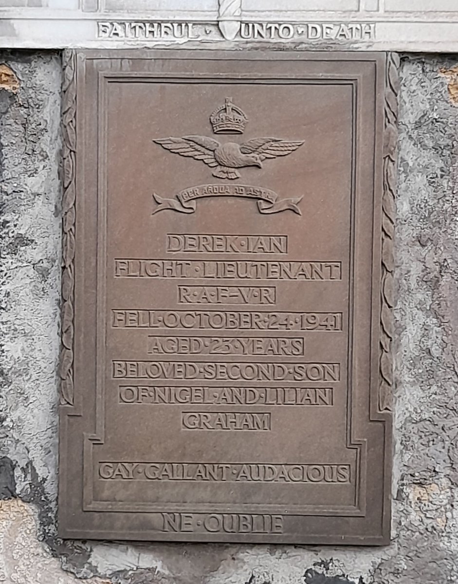 BrianWITGuy's tweet image. Private plaque at one of my #EOHO cemeteries at Old Logie near Stirling. Flt/Lt Derek Ian Graham, Pilot 247 Squadron, Predannack was killed #OTD 1941 aged 24 when his Hurricane entered flat spin at 8,000 ft &amp;amp; crashed nr Marazion Cornwall @CWGC #WW2