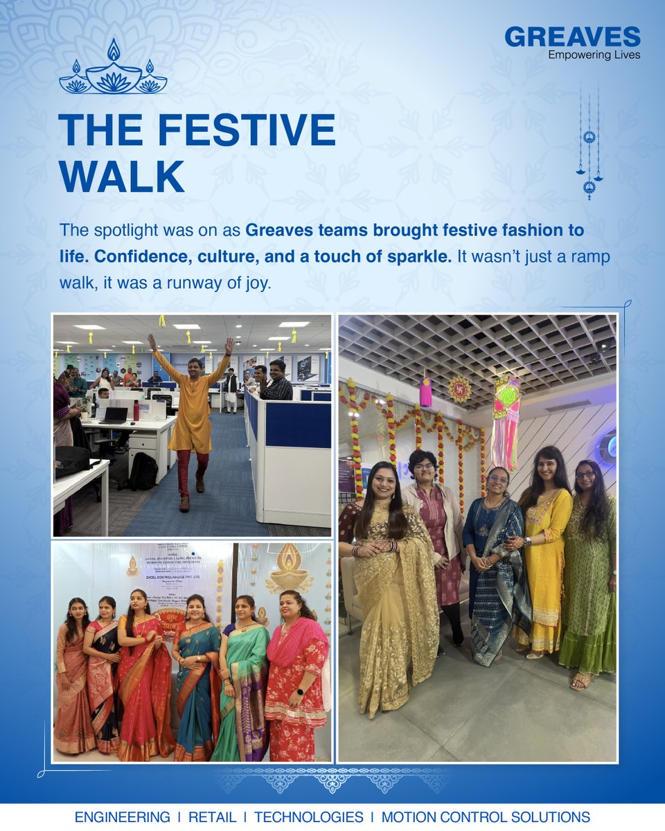 This #Diwali, every corner of Greaves glowed with creativity and community. The #Greaves family came together to celebrate culture, collaboration, and joy. Here’s to the people who made it magical.

#DiwaliAtGreaves #GreavesCulture #FestivalOfLights #EmpoweringLives