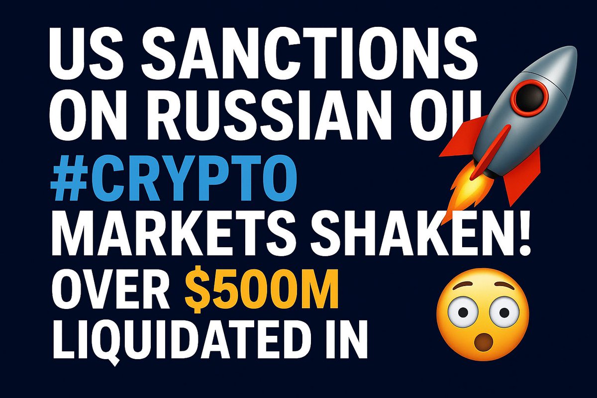 miru_rain's tweet photo. #CryptoShock US sanctions on Russian oil are shaking financial markets — and crypto is caught in the storm! 🌪️
Over $500M liquidated in just hours 😱
#Bitcoin #Ethereum @CoinDesk @Cointelegraph #Russia https://t.co/zE3O5SQ2V0