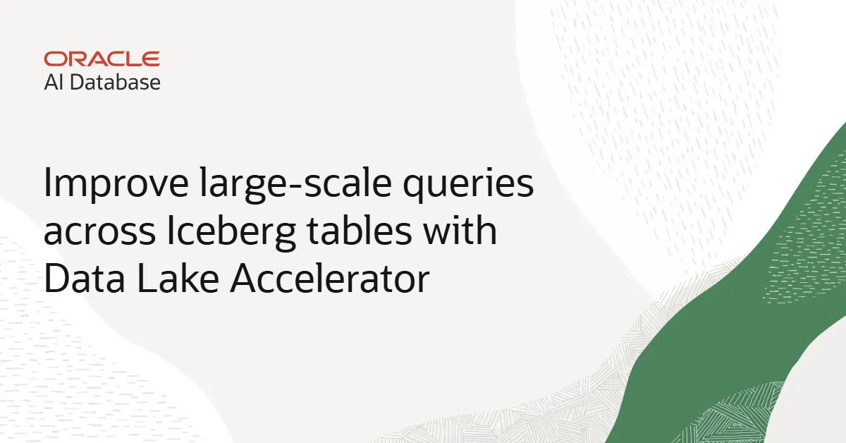 OracleRules's tweet image. Accelerate large-scale Iceberg queries with @Oracle Autonomous AI Database Data Lake Accelerator. It automatically scales network and compute resources to accelerate queries, enabling you to gain insights faster with less effort. social.ora.cl/6018AhH3y