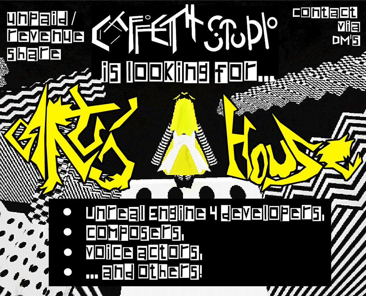 caffethstudio's tweet image. We are looking for Unreal Engine 4 developers, composers, voice actors and other talents to work on Art's House. If this game makes money it will be shared. I'm so tired, I need your help.
DM for more info / to apply
#gamedev #indiedev #indiegamedev