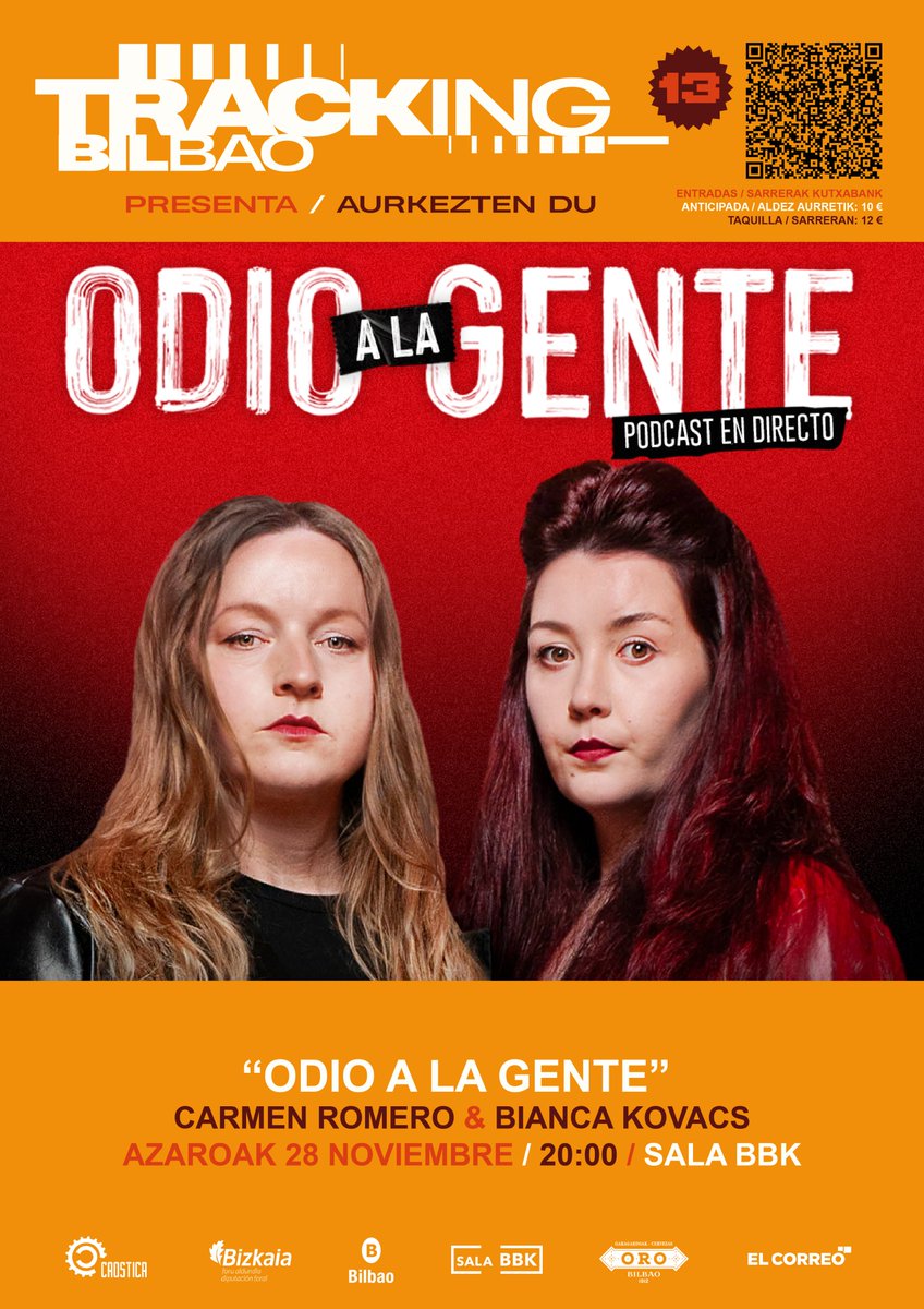 El viernes 28 de noviembre a las 20:00 en Sala BBK: "Odio a la gente", podcast en directo con <a href="/carmenromp/">Carmen Romero</a> y <a href="/BiancaKovacs1/">BiancaKovacs_</a>.  

Entradas (10 € anticipada, 12 € taquilla): salabbk.bbk.eus/eventos/odio-a…

Azaroaren 28an, 20:00etan Sala BBK aretoan: "Odio a la gente", podcast zuzenean