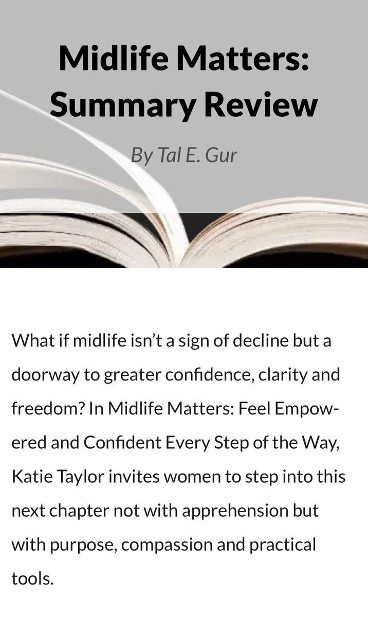 Thanks <a href="/Tal_Gur/">Tal Gur</a> for feat. this lovely review of my new book #MidlifeMatters published earlier this year by <a href="/dkbooks/">DK Books UK</a> 🤗

elevatesociety.com/midlife-matter…