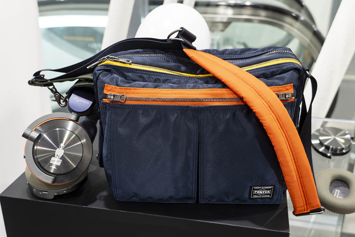 Dyson PORTER headphones and shoulder bag