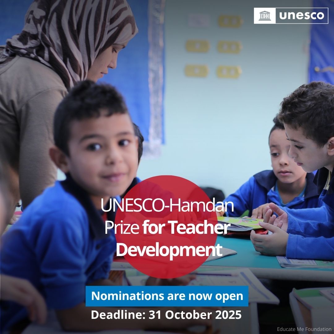 📣 Last call to nominate your organization for <a href="/UNESCO/">UNESCO 🏛️ #Education #Sciences #Culture 🇺🇳</a>-@foundationHBR Prize.

Don’t miss the opportunity to acknowledge your organization for its unwavering commitment to enhancing teaching and learning!

🗓️ Deadline is 31 October 2025. 

Learn more: bit.ly/3JuhjZj