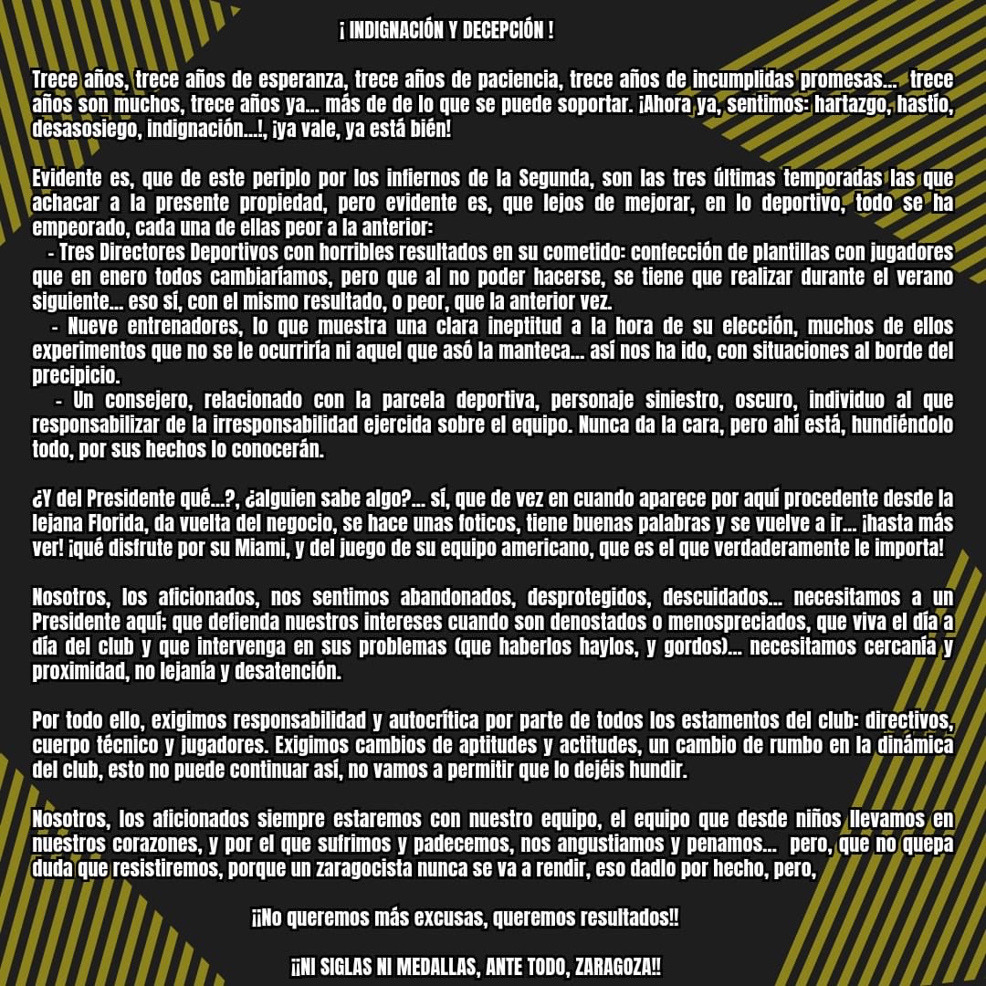 Indignación y decepción 

¡Ni siglas, ni medallas, ante todo, Zaragoza!
