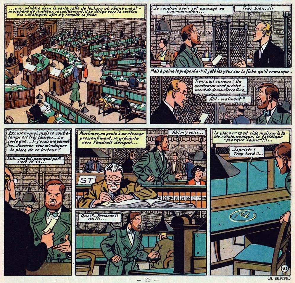 HarrocknRoll's tweet image. ¡Feliz #DíadelasBibliotecas 2025!
Happy 2025 #LibraryDay!

A ver si hoy puedo leer por fin &apos;The Mega Wave&apos;...

&apos;La Marque Jaune&apos;. Edgar P. Jacobs.
#BlakeetMortimer