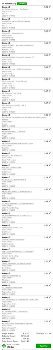 Betway 🇿🇦 🔞 
BW1B45F179
Goal under 4.5 
N0 Risk No story ✅️ 🎊🎉💥