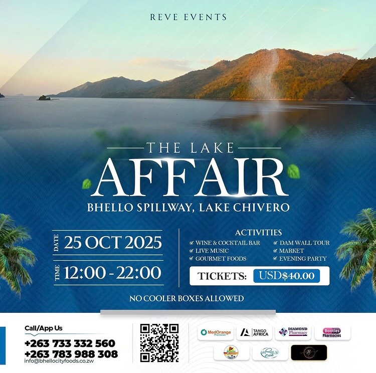 Where to this weekend? (@263eventguide) on Twitter photo 📍Bhello Spillway, Lake Chivero
The Lake Affair is on this Saturday with live music, gourmet food, a market and dam wall tour
Tickets are going for $40 📍Bhello Spillway, Lake Chivero
The Lake Affair is on this Saturday with live music, gourmet food, a market and dam wall tour
Tickets are going for $40