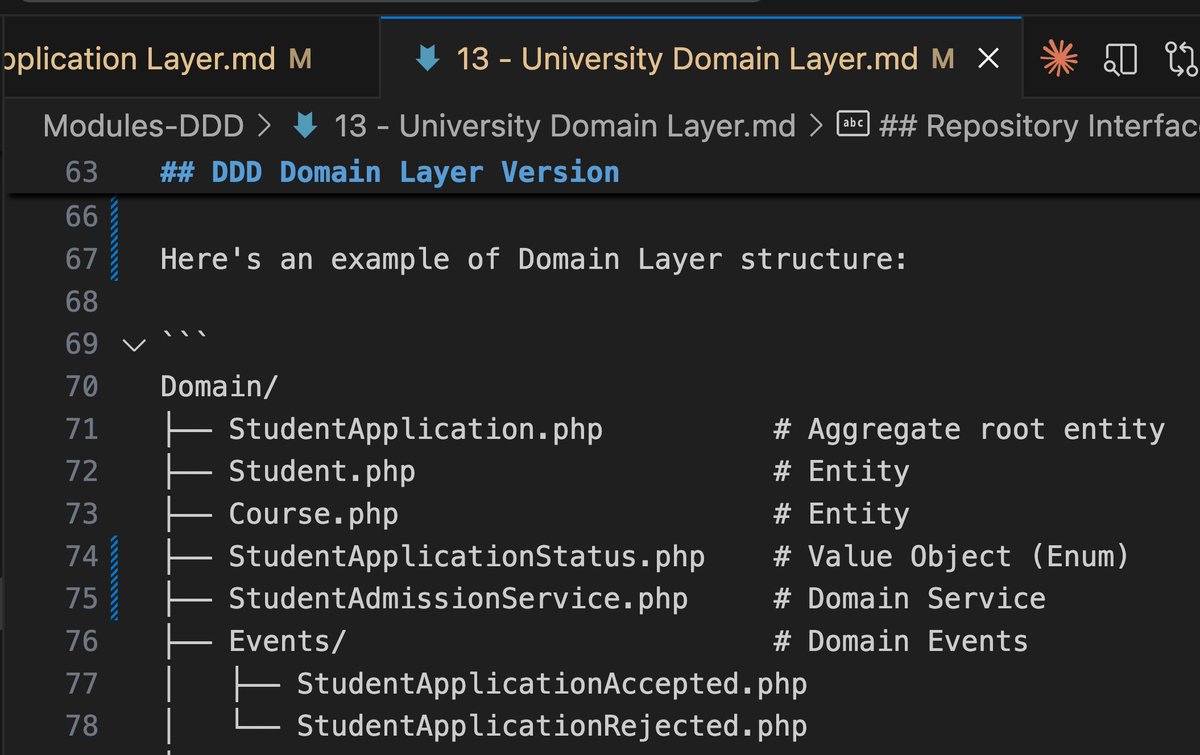 PovilasKorop's tweet image. Working on DDD section of Laravel Modules course.
It will be a video+text course, but I realized that *TEXT* version will be 10x important here.
With diagrams/filetrees.
Cause, to understand the DDD concepts, you will probably want to re-read it at least a few times.