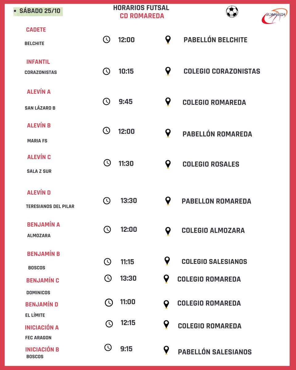 ⚽⚽
Arrancamos también con el fútbol sala
Vaya jornada nos espera 😊