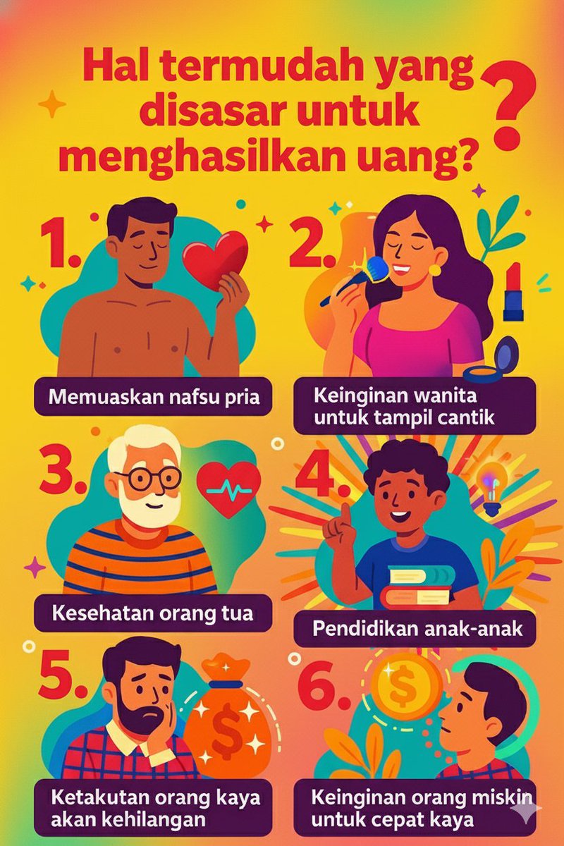 OscarDarmawan's tweet photo. Ide bisnis yang menghasilkan duit mudah dan cepat biasanya berkisar dari 6 hal ini https://t.co/PT9Pb0Nugh