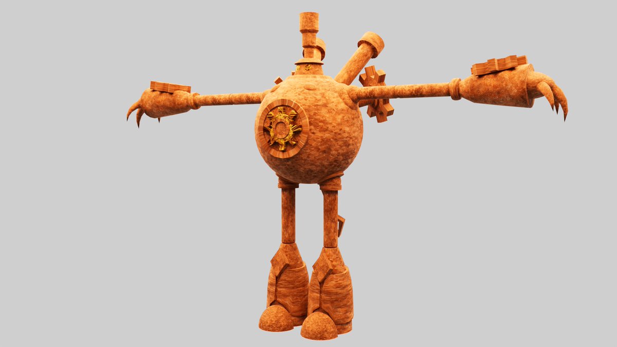 retru_254's tweet image. キッチンと並行して歯車のついたロボットをモデリングしました。Substance 3D Painterでテクスチャを作成しました。錆も表現しました。いい感じ。
#3DCG #モデリング #Maya