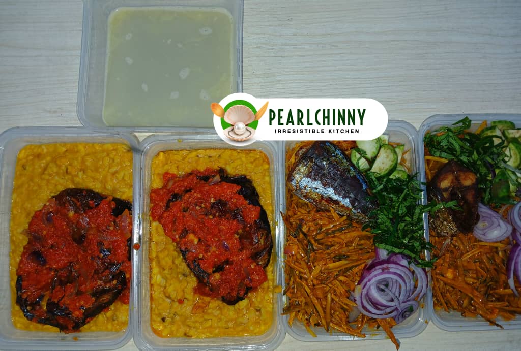 Ukwa with peppered dryfish
Abacha with fried fish
Dm for orders..