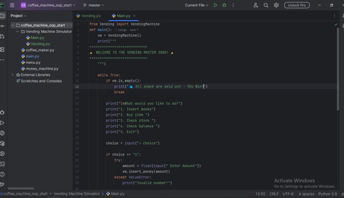 Sw_Habibi's tweet image. This is the final project of the 6-month Python programming course at @CodeToInspire 💻
This project is called Vending Machine Simulator.
#Afghanistan 
#AfghanGirlsCode
#WomenInTech
#python #programming 
@f_forough 
@a_daneshyar
@h_rassa