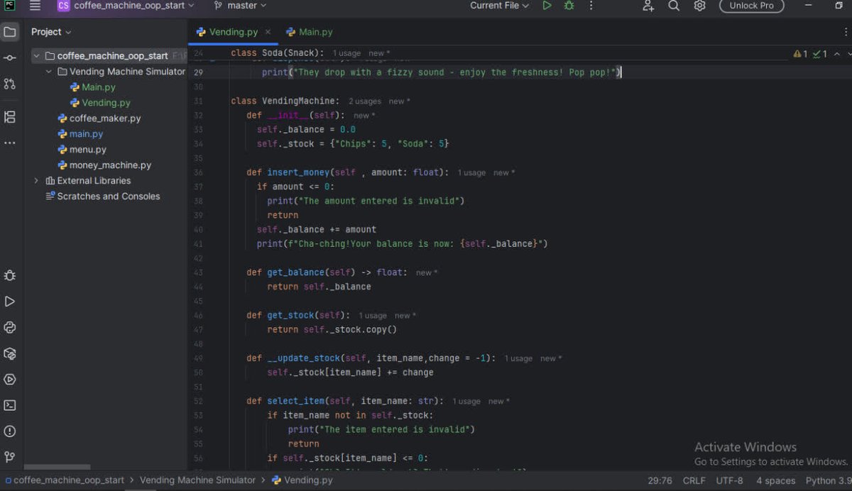 Sw_Habibi's tweet image. This is the final project of the 6-month Python programming course at @CodeToInspire 💻
This project is called Vending Machine Simulator.
#Afghanistan 
#AfghanGirlsCode
#WomenInTech
#python #programming 
@f_forough 
@a_daneshyar
@h_rassa