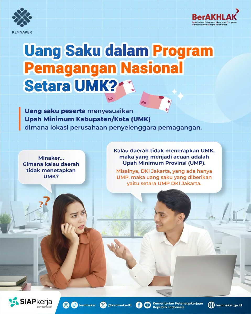Kementerian Ketenagakerjaan RI (@kemnakerri) on Twitter photo Ikut Program Pemagangan Lulusan Perguruan Tinggi Dapet Uang Saku? Ikut Program Pemagangan Lulusan Perguruan Tinggi Dapet Uang Saku?