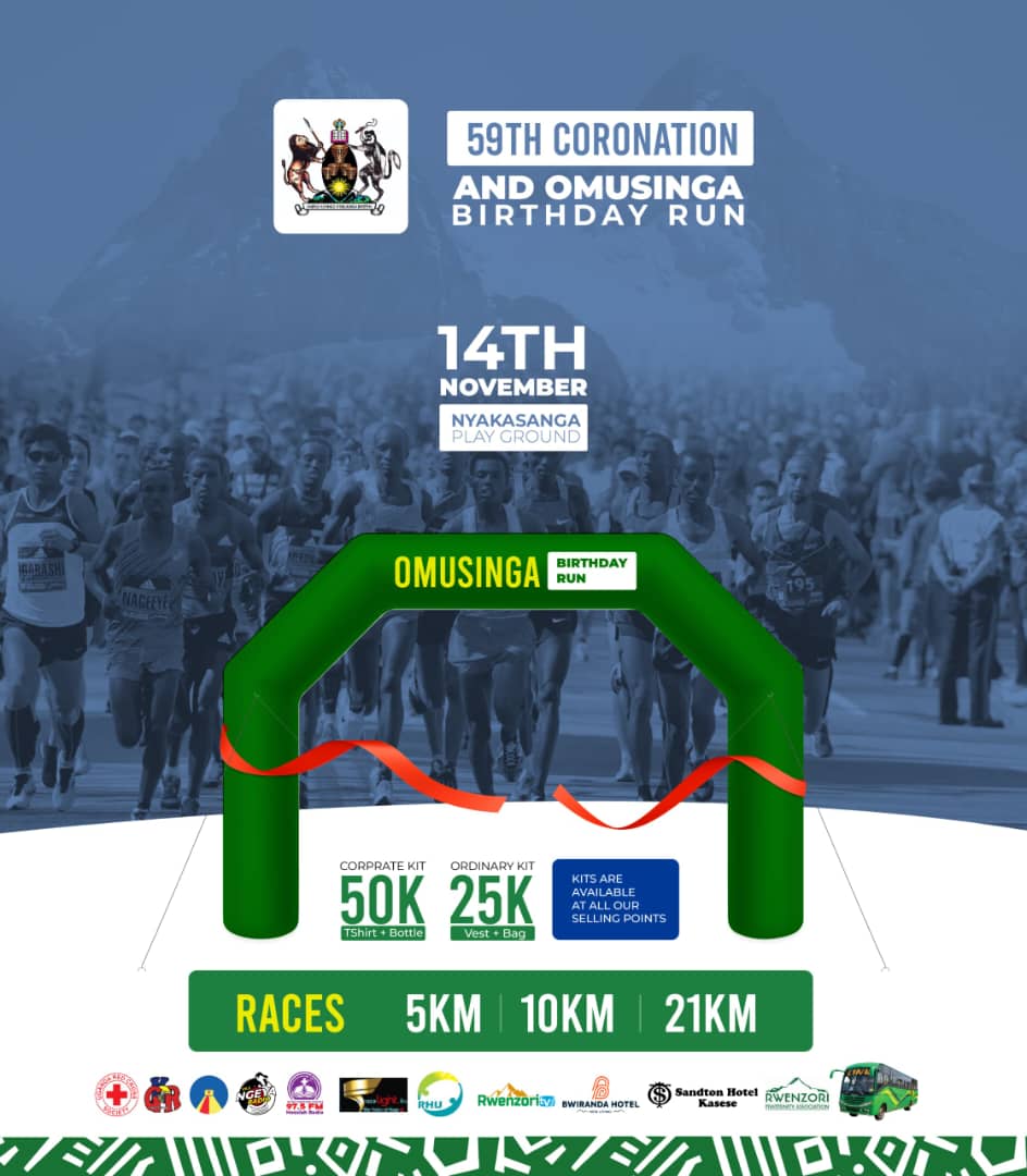 The 59th Coronation &amp; Omusinga Birthday Run will be held on 14th Nov. 2025 at Nyakasanga Playground. The event aims to unite all Rwenzururu subjects &amp; supporters in celebrating the kingdom while raising funds to establish a radio station &amp; a one-stop tourism and cultural village.