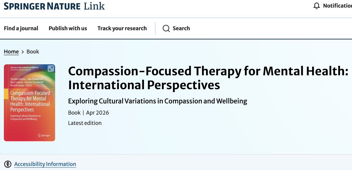 Pleased our new book “Compassion-Focused Therapy for Mental Health: International Perspectives” <a href="/SpringerNature/">Springer Nature</a> is now online! 🌍
Thanks to co-editors Rory Colman, Beaumont, Annabel Rushforth &amp; Kenichi Asano, and all contributors!
link.springer.com/book/978303212…