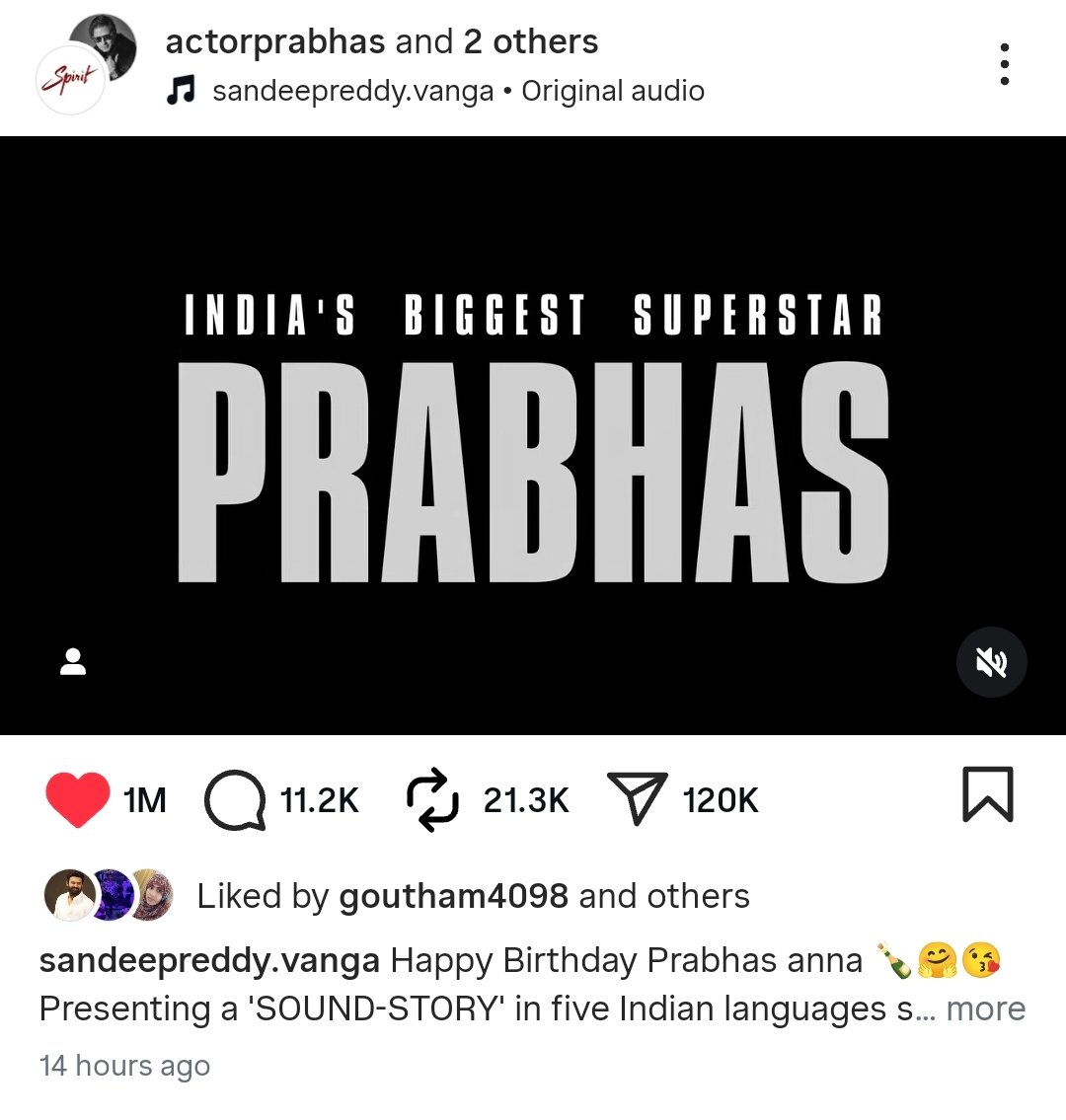 1M+ Likes For #OneBadHabit [Hindi] Collaboration Post In 14 Hours 🔥🔥🔥🔥🔥 

#Prabhas || #Spirit