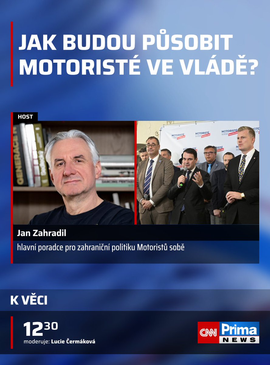CNNPrima's tweet image. Sledujte pořad K věci dnes od 12:30 na CNN Prima NEWS.