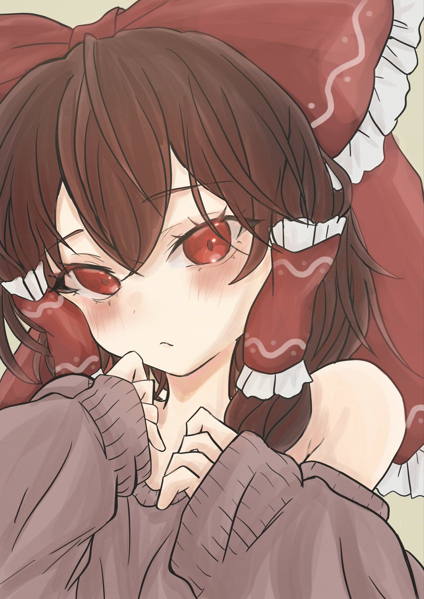 ichiringo_55's tweet image. 肩出しニット霊夢さん
#東方project