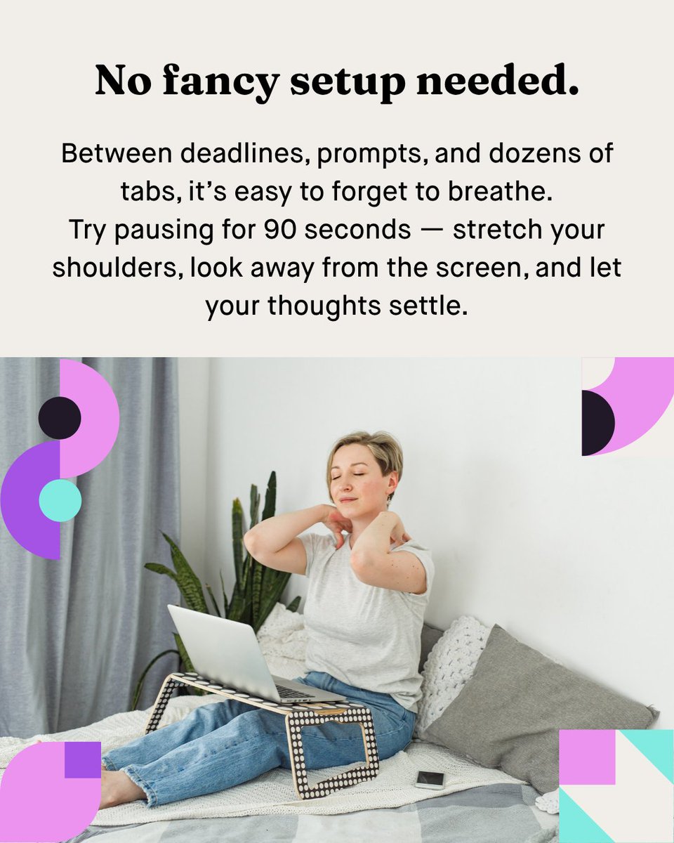 crowdgenbyappen's tweet image. Even 90 seconds of mindfulness can reset your stress. 🌿

If you’ve been working, typing, or thinking non-stop — pause for a moment.
Close your eyes, breathe slowly, and let your focus return naturally.

🕒 Sometimes, one minute is all you need.

#WorkFromHome #RemoteLife