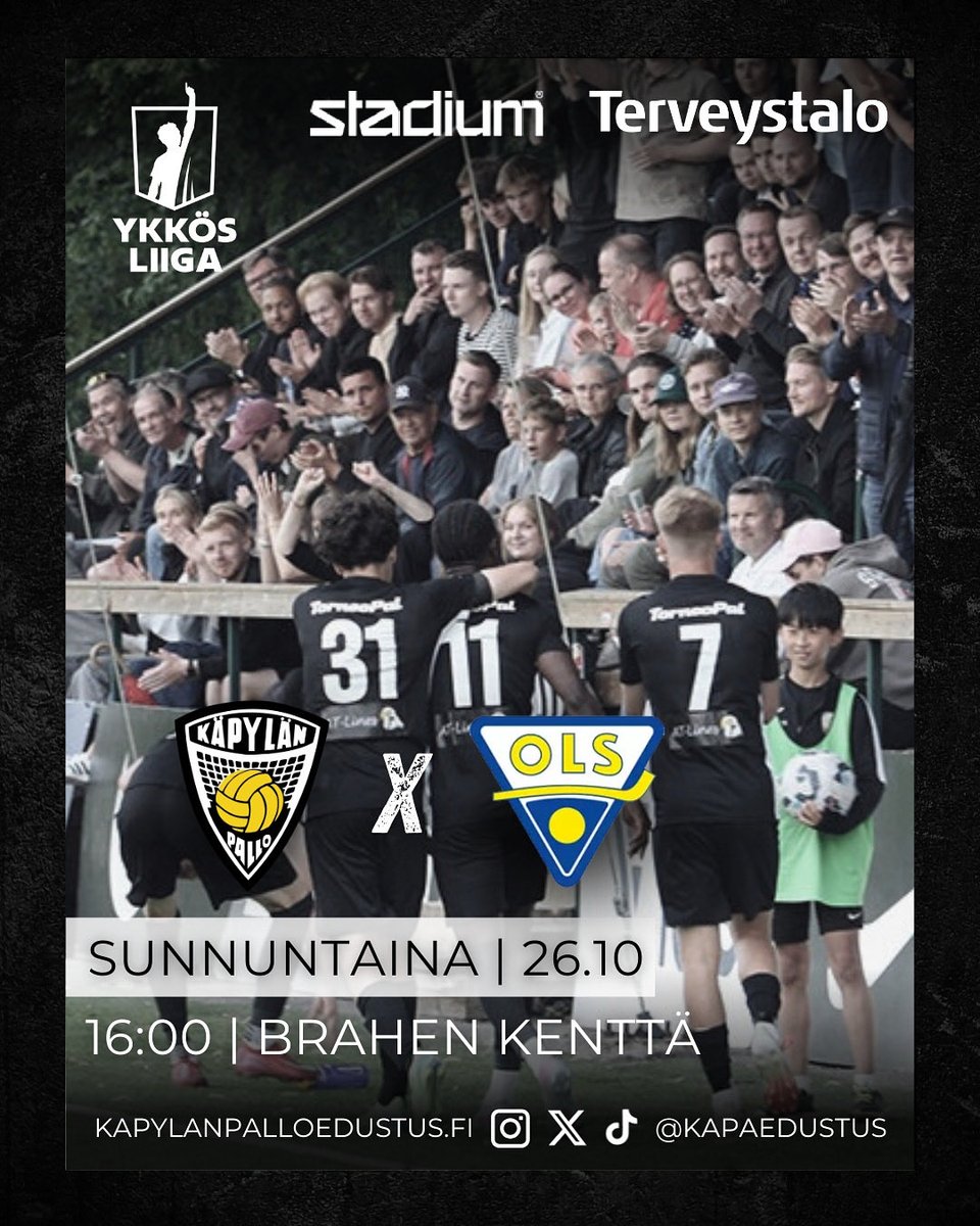 Vielä viimeisen kerran! 
Kotona päästään tämä kausi lopettamaan ja asetelmat tuloksen osalta on hyvät🔥 
Ennakkoliput: Lippu.fi🎟️
Nähdään Bragulla🏟️

📸 <a href="/opperi64/">Olli-Matti Matihalti</a> 

#käpa #käpylänpallo #käpaedustus #helsinki #jalkapallo #ykkösliiga #ruutuplus #meneetunteisiin