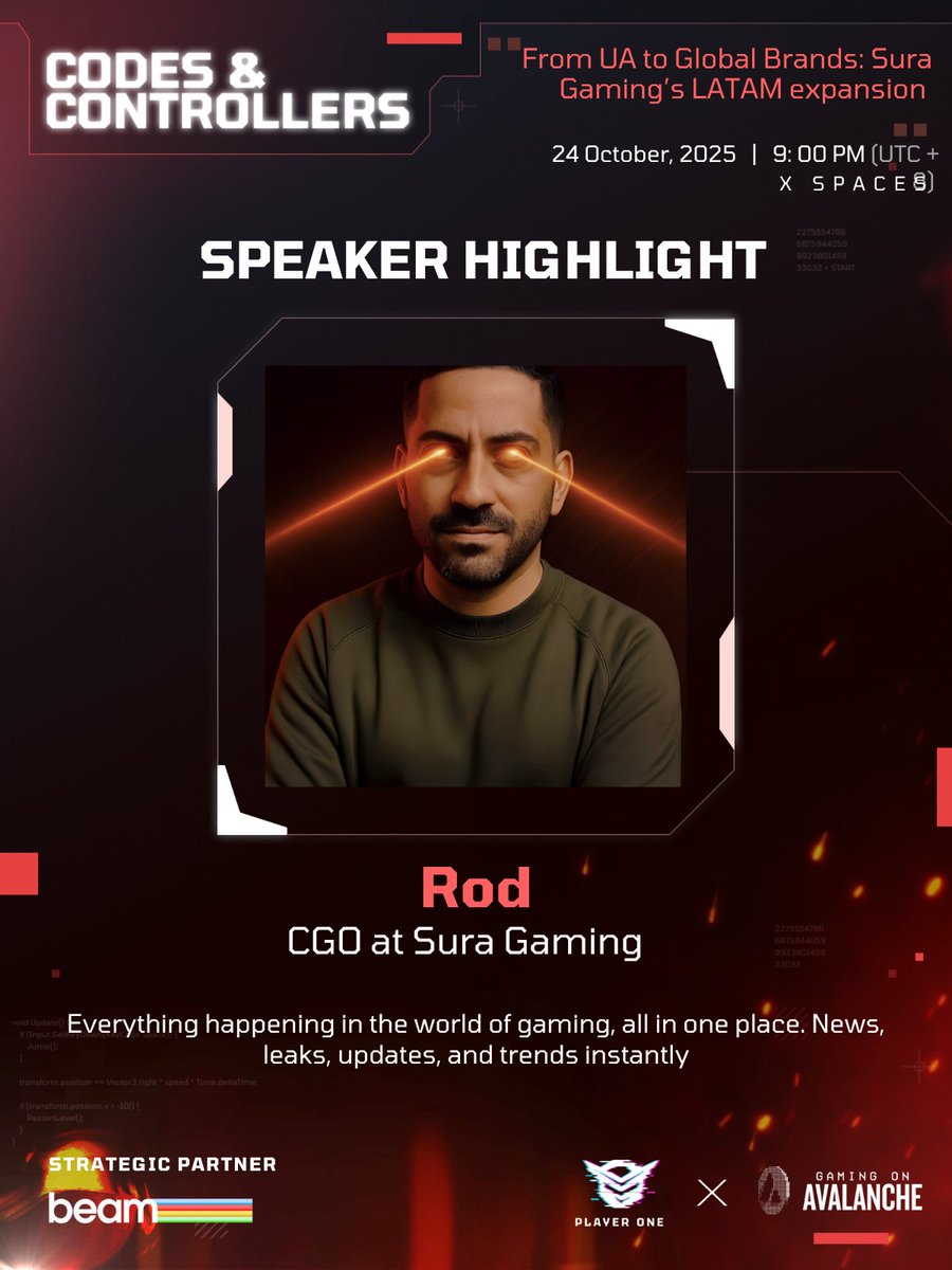 PlayerOneBit's tweet image. 🔥 Speaker Spotlight: Rod Oliveira – CGO, Sura Ventures

Meet @IAMRodOliveira , a veteran marketer, publisher, and Web3 leader with 16+ years in the gaming industry. As CGO at @SuraVentures , he’s the growth engine behind @suragamingteam&apos;s LATAM expansion, incubation programs,…