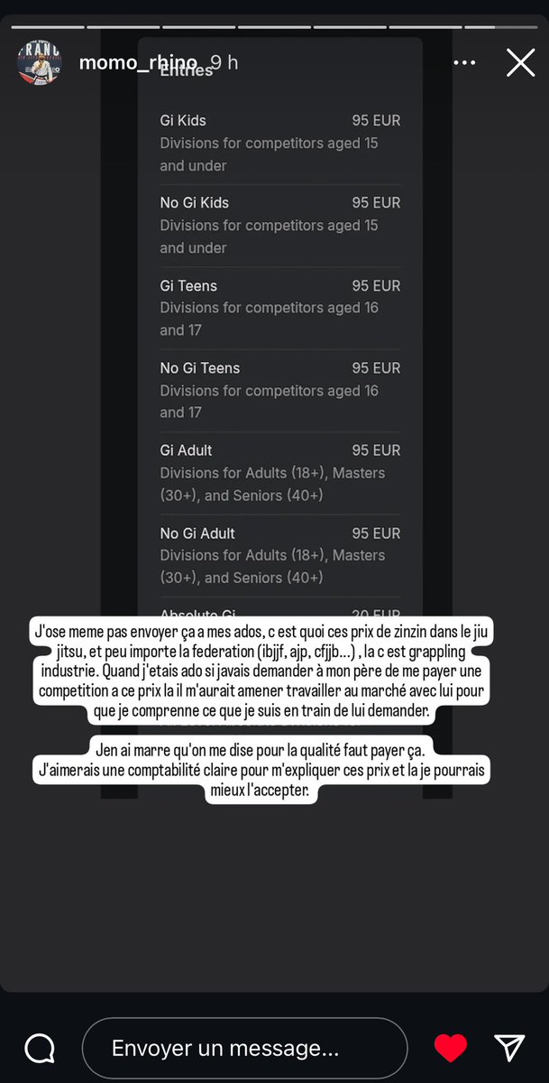 Indécent les prix des compets de jjb, des prix pour les kids