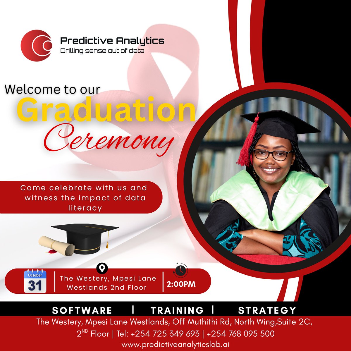 PredictiveLabKe's tweet image. We’re excited to host our Graduation Ceremony next week; a special day to celebrate the incredible achievements of our learners. 🌟
📅 31st Oct | 🕑2:00 PM | 📍 The Westery Building, Westlands
We welcome everyone to join us as we celebrate growth, learning, and new beginnings! 💫
