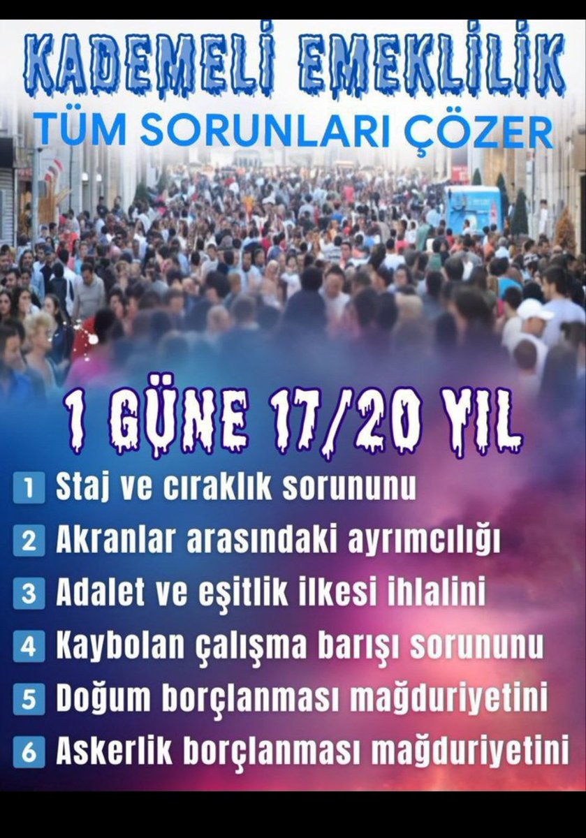 Kademeli emeklilik sistemi bütün mağduriyetleri bütçeye yük olmadan çözecek tek çözüm yoludur. 
#YeterKademeyiVerin