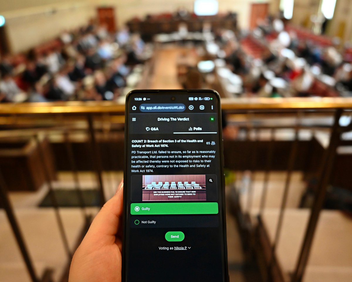 PDTsolutions's tweet image. A courtroom experience like no other. ⚖️

At Driving the Verdict, every guest became part of the story taking their seat as the jury and casting their live vote on the case using the event app.

From opening statements to the final verdict, the audience didn’t just watch - they…
