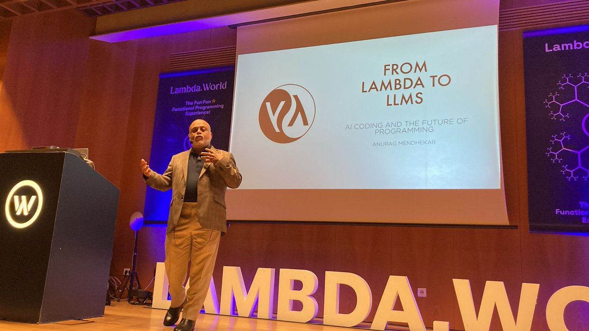 Lambda_World's tweet image. We kick start day 2 of @Lambda_World off with a talk on
From Lambda to LLMs: AI Coding and the Future of Programming
presented by Anurag Mendhekar
#Lambdaworld #functional_programming #conference #AI #thefutureofcode