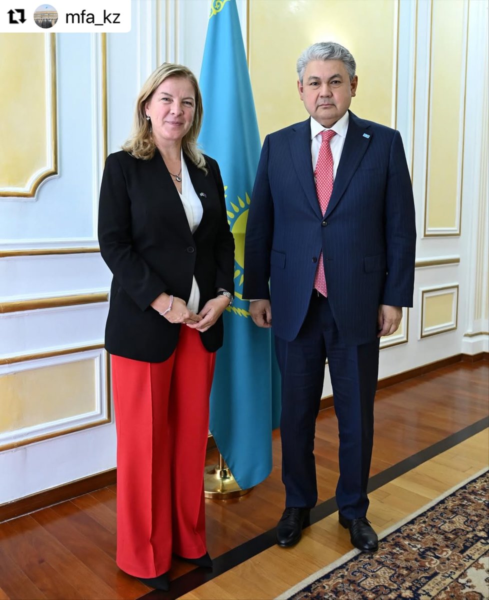 EUinKazakhstan's tweet image. #EU Ambassador Aleska Simkic met with Kazakhstan’s Foreign Minister Yermek Kosherbayev. In a constructive meeting, they discussed upcoming meetings and activities and noted the progress made in implementing the #EPCA since its launch ten years ago.