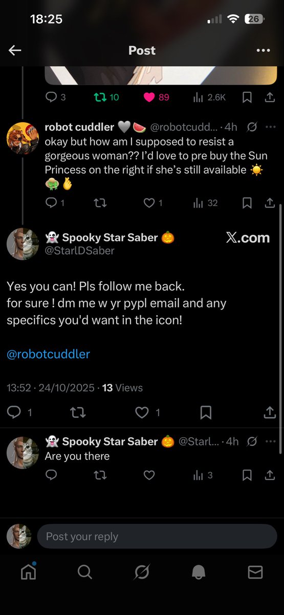 Hey all, still super sick but popping back in to say watch out for this scammer impersonating me. Thank you to robotcuddler for letting me know &amp;
If you could report them for me you’d be saving my life! 
Thanks guys! 🙏