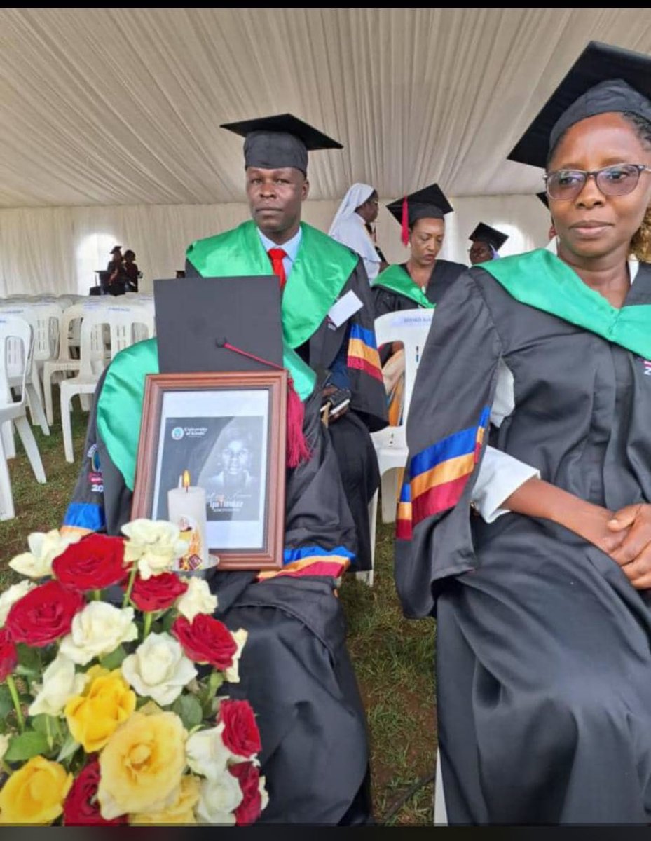 While her classmates celebrate their graduation, Apio Consolate’s gown sits on her seat with her portrait — a painful symbol of a life and dream gone too soon. Rest peacefully, Apio. You are forever in our hearts