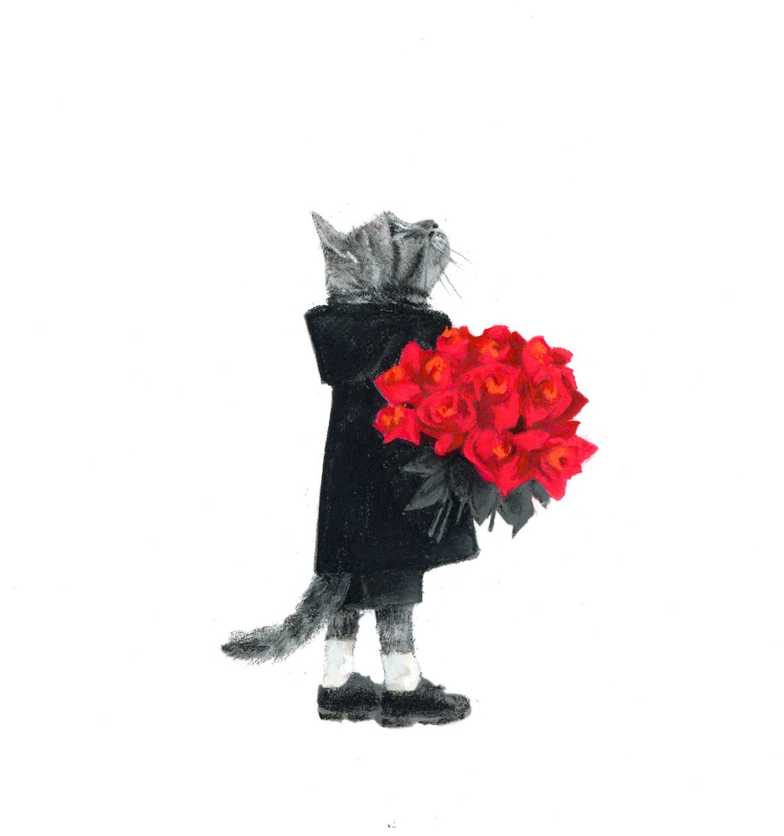 chihomakino's tweet photo. 「ばらの花 4  花束」2025

#小さい絵 
#cat
#カレンダー2026
#11月発売
#nowaki
#12月個展
#よもぎブックス https://t.co/TqRsuw9iFu