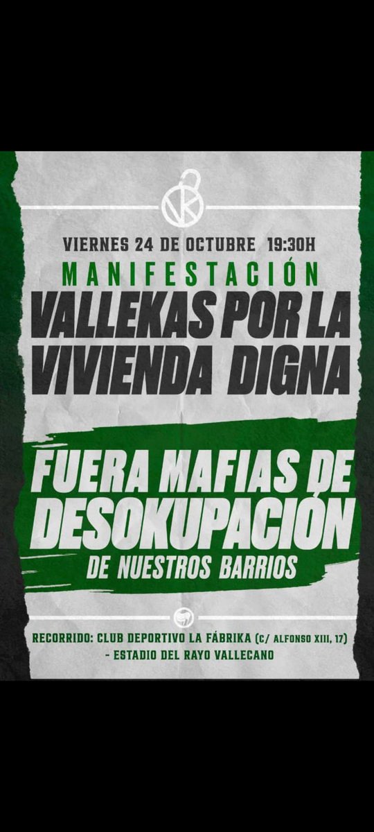 🏘 Frente a la crisis de vivienda el sistema nos ofrece especulación y escuadristas.

🔥 Nosotras exigimos expropiaciones y barrios libres de fascistas.

📅 24/10/25
⏰️ 19:30
📍 C/ Alfonso XIII, 17