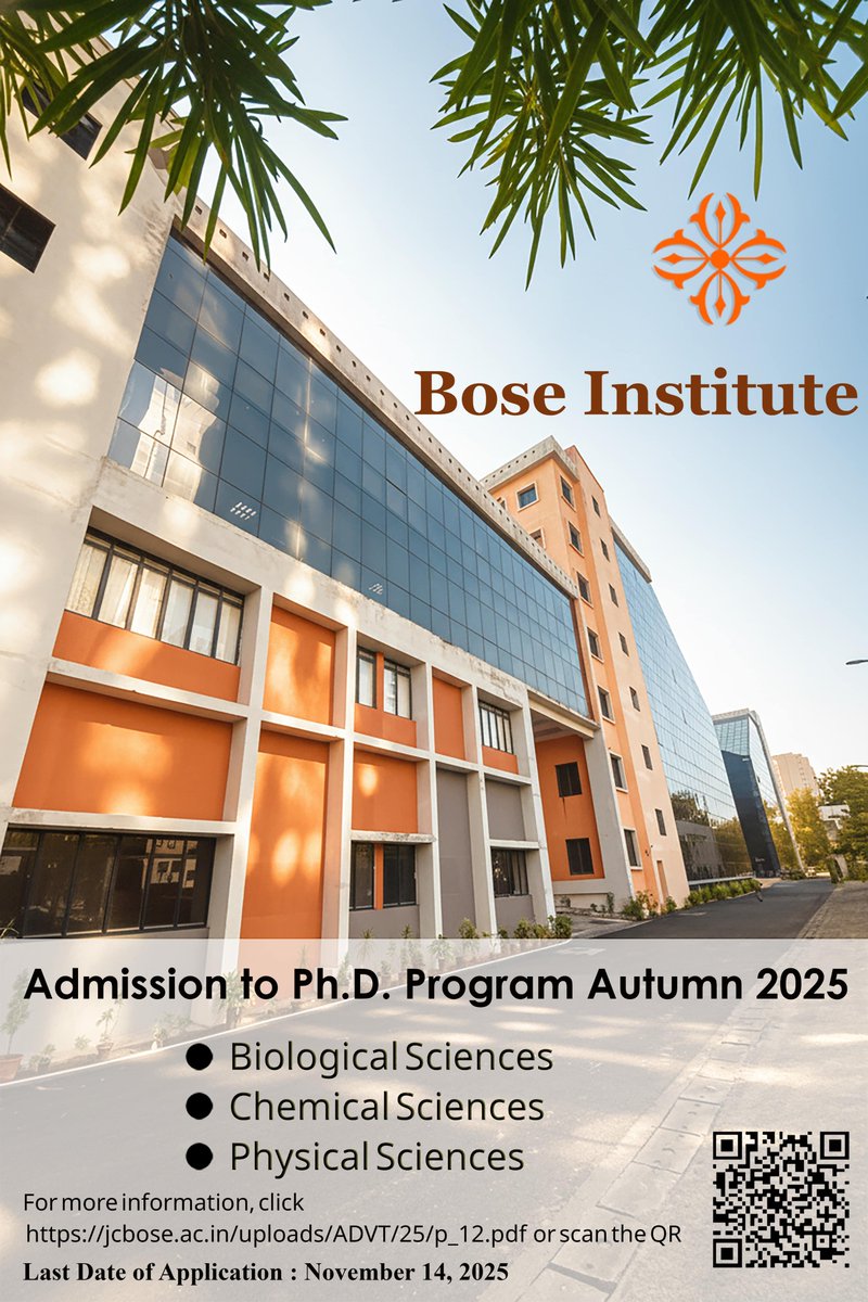 Bose Institute (@bose_institute) on Twitter photo Admission to Ph.D. admission 2025
jcbose.ac.in/uploads/ADVT/2…
#PhD #PhDAdmission #PhDposition #JRF #PhDprogram #doctorate #research #science #SciencePhD #ScienceJobs #PhDStudents #ResearchJobs #ResearchOpportunity Admission to Ph.D. admission 2025
jcbose.ac.in/uploads/ADVT/2…
#PhD #PhDAdmission #PhDposition #JRF #PhDprogram #doctorate #research #science #SciencePhD #ScienceJobs #PhDStudents #ResearchJobs #ResearchOpportunity