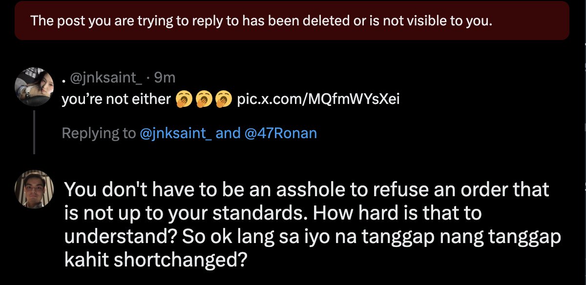 Ljadperez10's tweet photo. @jnksaint_ @47Ronan MF blocked me lol. can't even reply the reply. https://t.co/dc89cNp4AD